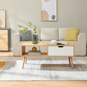 Masuta cafea Bordkak 100x48x45 cm efect stejar/alb [en.casa]