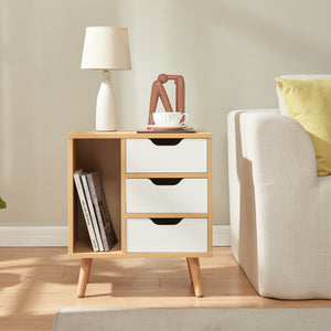 Noptiera Bordkak 55x48x30 cm efect stejar/alb [en.casa]