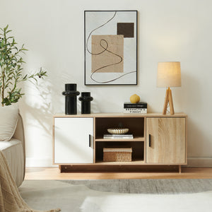 Comoda TV Kenta 120x39x52 cm efect stejar Sonoma/alb [en.casa]