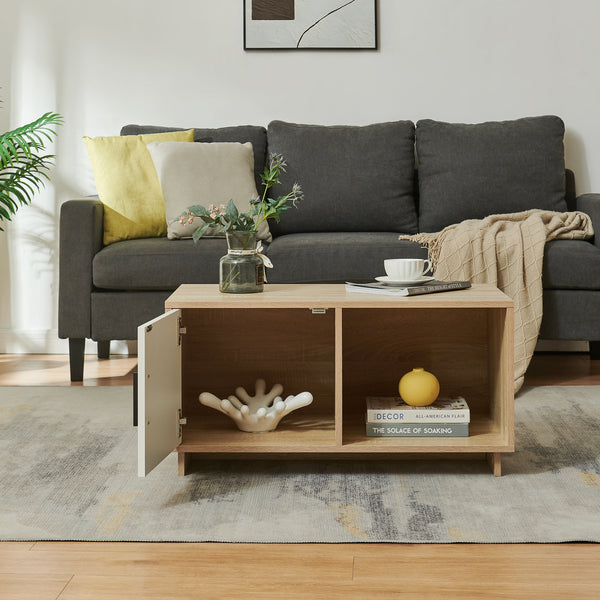 Masuta cafea bicolor Kenta 80x45x40 cm efect stejar Sonoma/alb [en.casa]