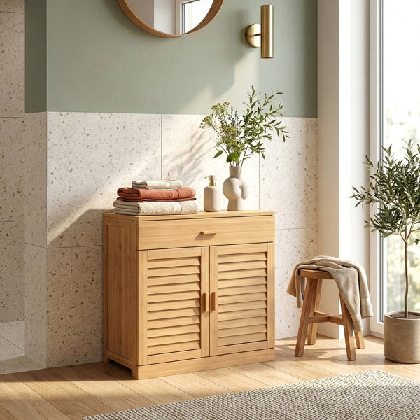 Dulap pantofi cu sertar Aarela 67x66x34 cm bambus [en.casa]