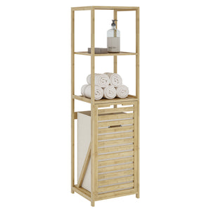 Raft baie cu cos detasabil pentru rufele murdare Anun 130x36x33 cm efect lemn/bej [en.casa]