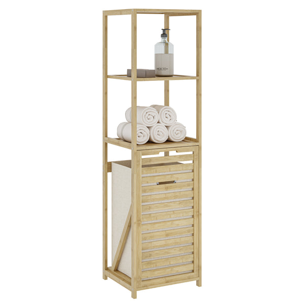 Raft baie cu cos detasabil pentru rufele murdare Anun 130x36x33 cm efect lemn/bej [en.casa]