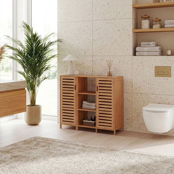 Dulap baie 2 componente Hakseri 87x99x33 cm bambus natur [en.casa]