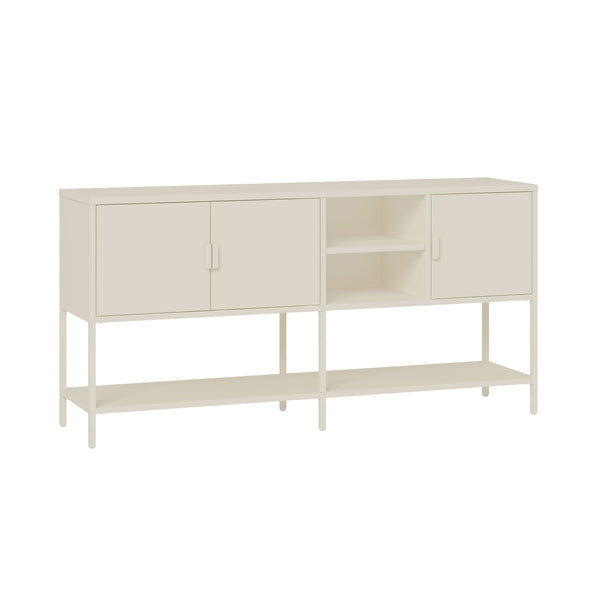 Servanta cu usi si rafturi Kliri 160x40x80 cm otel crem deschis [en.casa]