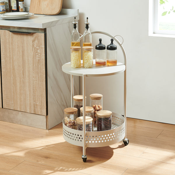 Carucior rotund pe 3 roti pt servire la masa Jässaatka 76x40 cm gri [en.casa] 
