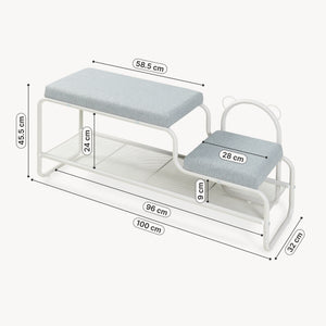 Banca pantofi cu scaun integrat pentru copii Jässaatka 100x32x45,5 cm gri [en.casa]