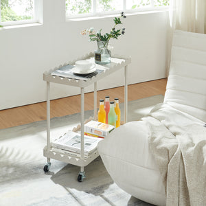 Carucior servire la masa cu 2 nivele si margine inaltata ondulata Bolmanralu 60x60x30 cm otel/pal gri [en.casa]