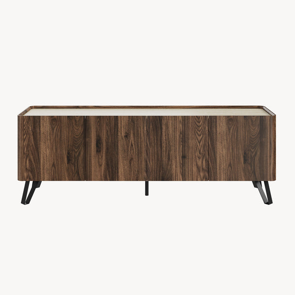 Dulap TV Trorlon 160x40x55 cm aspect nuc/Travertin [en.casa]