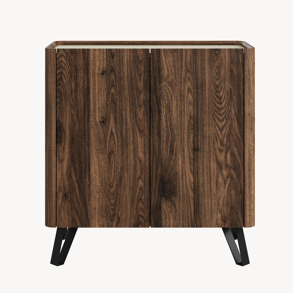 Comodă Trorlon 83x80x40 cm aspect nuc/travertin [en.casa]