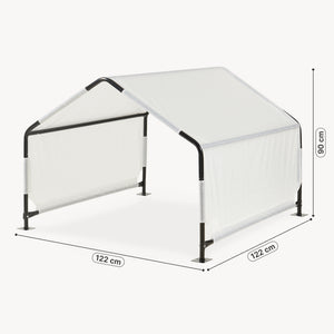 Cort casa caini design deschis Valevali 122x122x90 cm alb  [en.casa] 