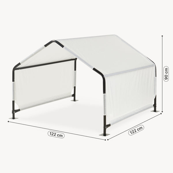 Cort casa caini design deschis Valevali 122x122x90 cm alb  [en.casa] 