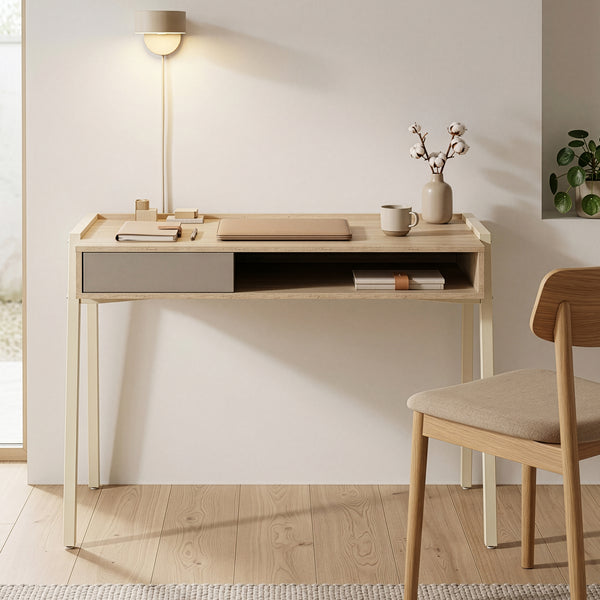 Birou Boderas 107x55x78 cm Bej/Travertin [en.casa]