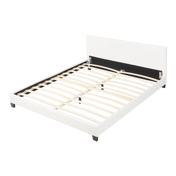 Corium® Pat frantuzesc tapitat modern WSB864,180 x 200 cm, imitatie piele, alb