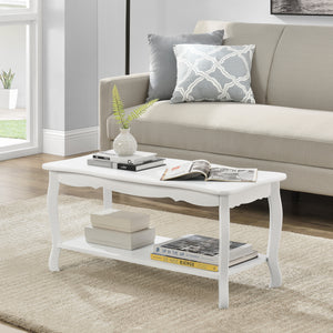 Masuta cafea Shabby Chic MDF/brad alb lacuit [en.casa]