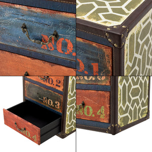 Comoda Goslar design industrial cu 4 sertare imitatie piele multicolor [en.casa]