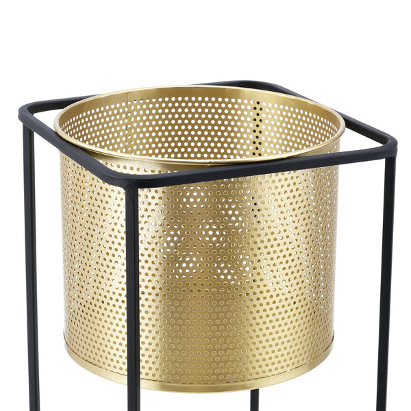 Suport plante Mettet 2 bucati masuri diferite metal negru/auriu  [en.casa]