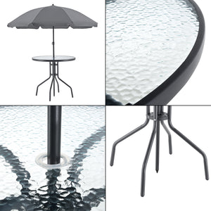 Set mobilier gradina Milagro 1 x masa 4 x scaune pliabile 1 x umbrela negru/gri inchis [en.casa] 