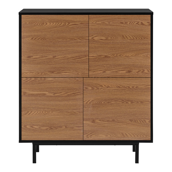 Comoda cu 4 usi Gnosjo 93 x 80 x 30 cm negru/efect lemn nuanta inchisa [en.casa] 