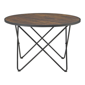 Masuta cafea Goskamark forma rotunda efect lemn nuanta inchisa [en.casa]