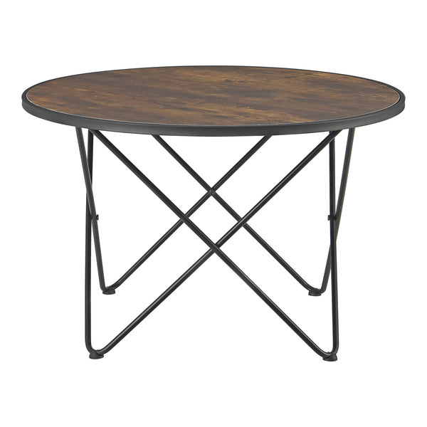 Masuta cafea Goskamark forma rotunda efect lemn nuanta inchisa [en.casa]