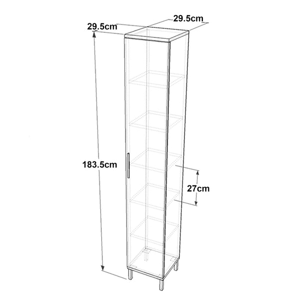 Dulap înalt Lieto cu 6 rafturi 183,5 x 29,5 x 29,5 cm Stejar gri [en.casa]