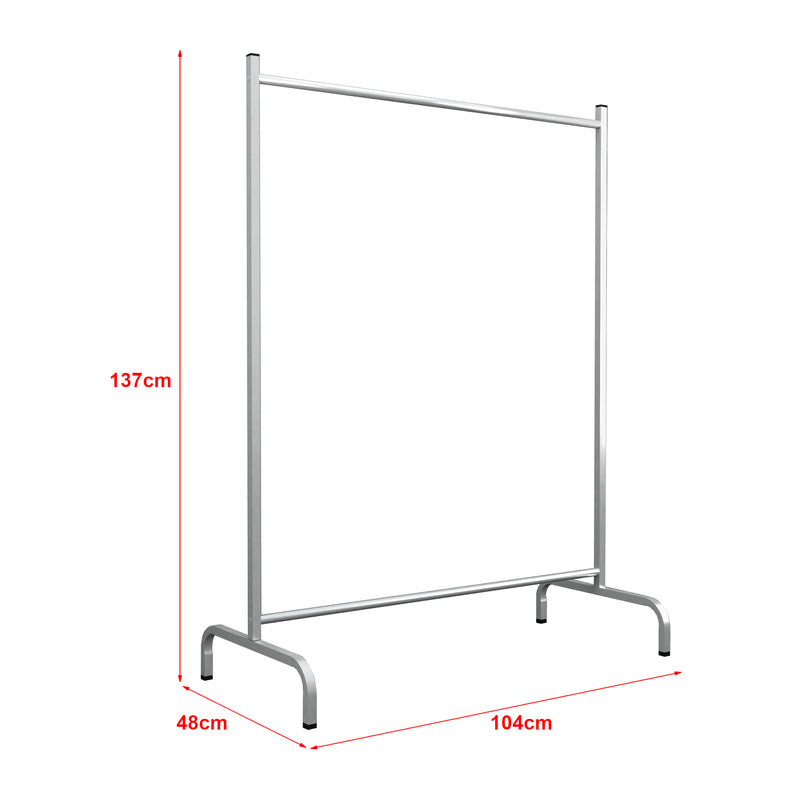 Schiță cotată Suport haine Staffanstorp 137x104x48cm metal argintiu [en.casa]