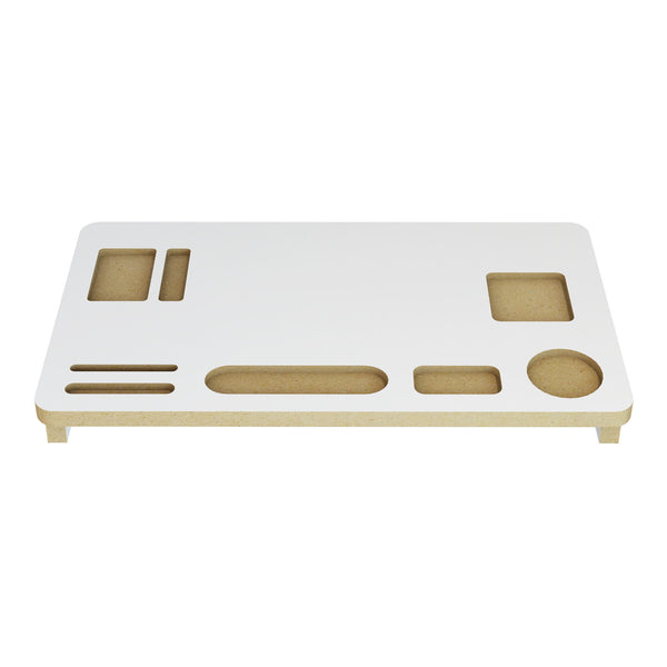 Suport monitor Tjele 54x30x7 cm mdf alb culoarea lemnului [en.casa]