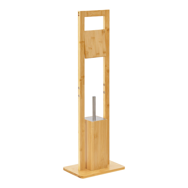 Set suport hartie igienica si perie WC Vasteras bambus  [en.casa]