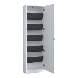 Dulap pentru pantofi Meura 160x48x20cm cu oglindă Alb [en.casa]