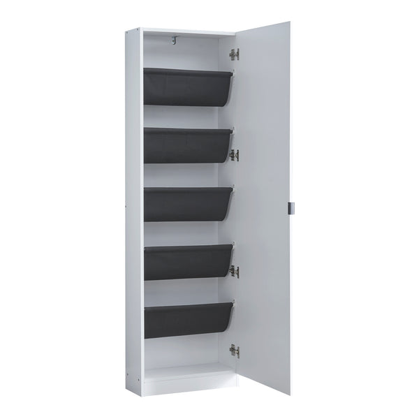 Dulap pentru pantofi Meura 160x48x20cm cu oglindă Alb [en.casa]