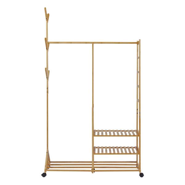 Suport haine Ikaalinen 176x100x38cm mobil pe 5 roti [en.casa]