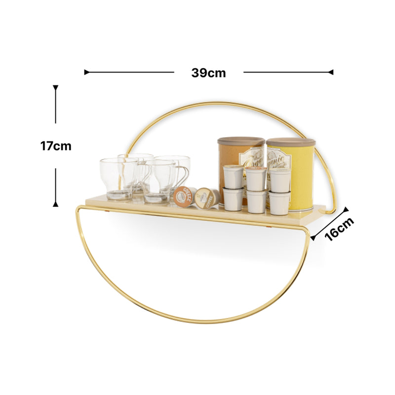 Schiță cotată Raft perete Mynämäki 39x16x17cm auriu natur [en.casa]