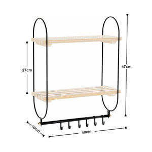 Raft perete Pielavesi 47x40x16cm negru natur [en.casa]