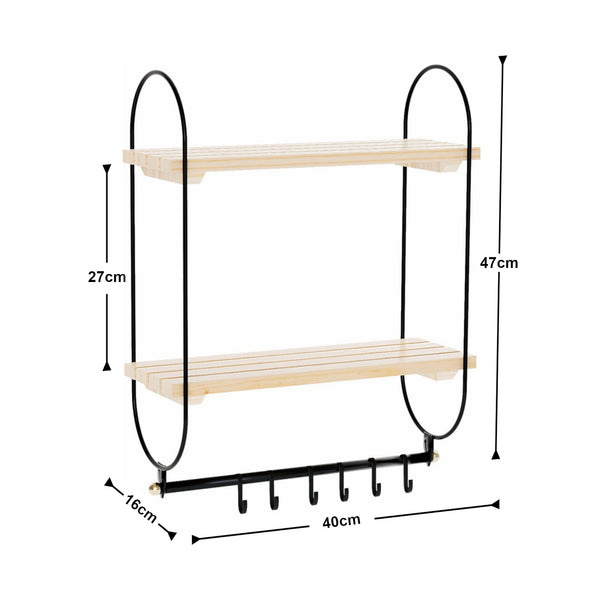 Raft perete Pielavesi 47x40x16cm negru natur [en.casa]