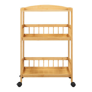 Carucior servire cu 3 rafturi Huddinge 80x53x30cm bambus natur [en.casa]