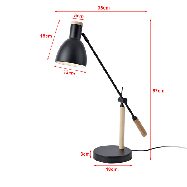 Lampa de masa Watford negru/lemn natur [lux.pro]