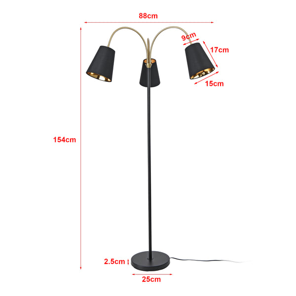 Lampadar Wycombe 154cm negru/auriu [lux.pro]