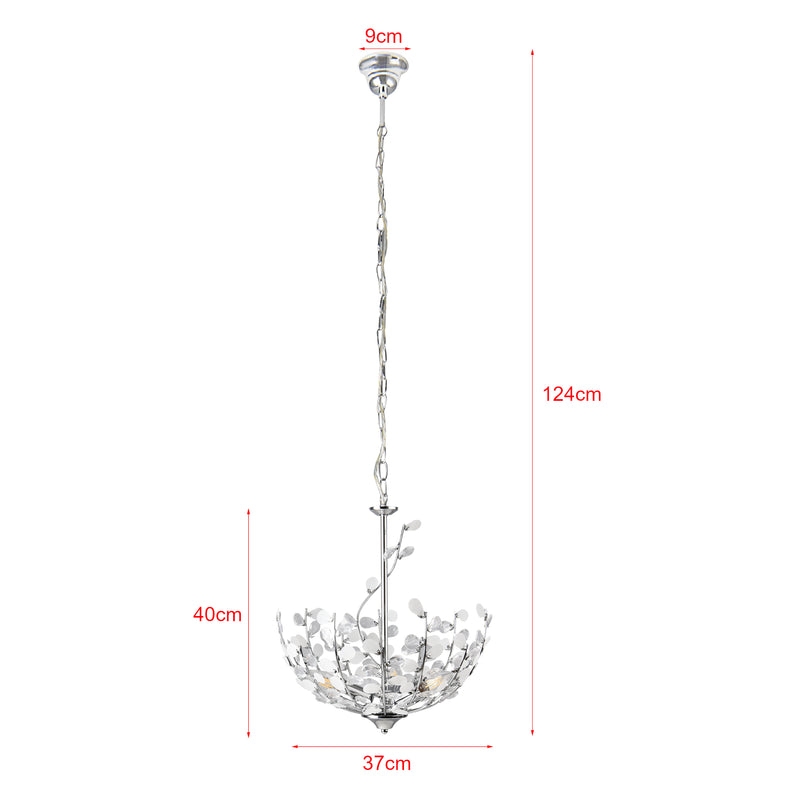 Schiță cotată Lustra inaltime reglabila Ampthill 124cm 3x E14 40W metal plastic culoarea cromului [lux.pro]