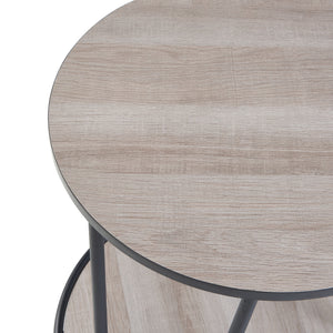 Masuta Ylöjärvi 61x44x44cm cu raft negru/efect lemn stejar [en.casa]
