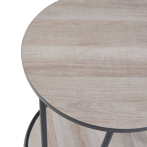 Masuta Ylöjärvi 61x44x44cm cu raft negru/efect lemn stejar [en.casa]