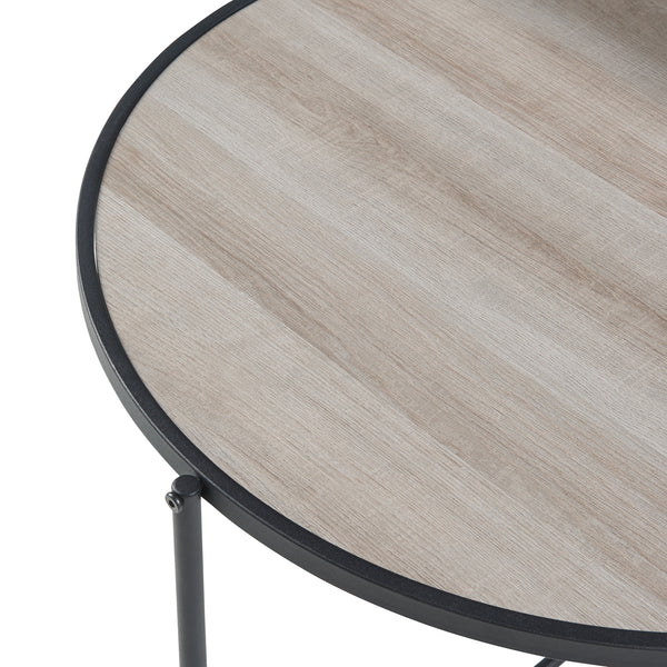 Masuta Fyresdal 68x62cm negru/efect lemn stejar [en.casa]