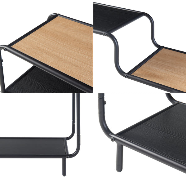 Raft de sine statator Kristiansand 101x80x30cm negru/efect lemn stejar [en.casa]