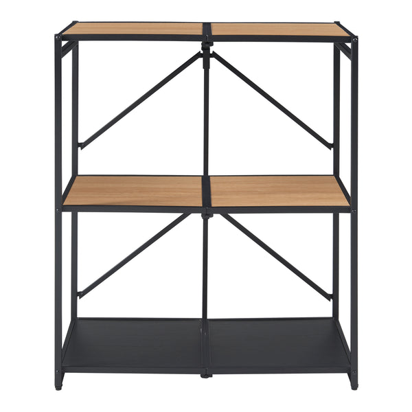 Raft pliabil Telemark 81x68x38cm negru/efect lemn stejar [en.casa]