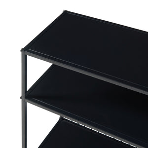 Consola hol Beesel 65,5x60x20cm otel negru cu rafturi [en.casa]