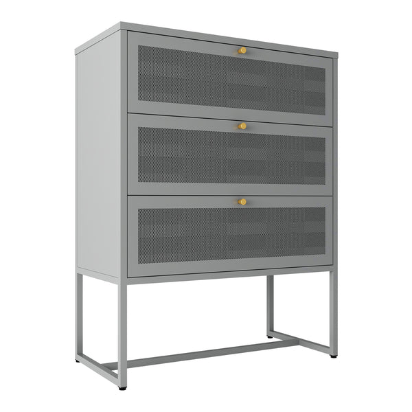 Dulap cu 3 sertare Sund 105x80x40cm otel gri [en.casa]