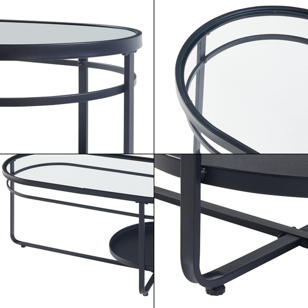 Masuta cafea Kumla 90x42,5x46cm negru [en.casa]