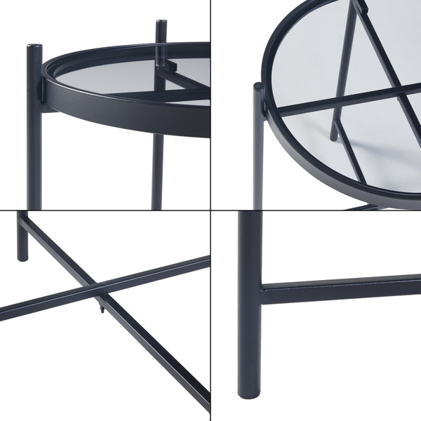 Masuta Lier 41,5x46cm negru [en.casa]