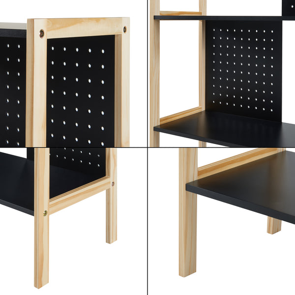 Raft carti Dønna 120x63x28cm mdf negru efect lemn [en.casa]