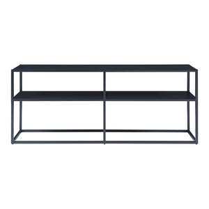 Masa TV Solund 120x30x46 cm metal negru cu 2 rafturi [en.casa]